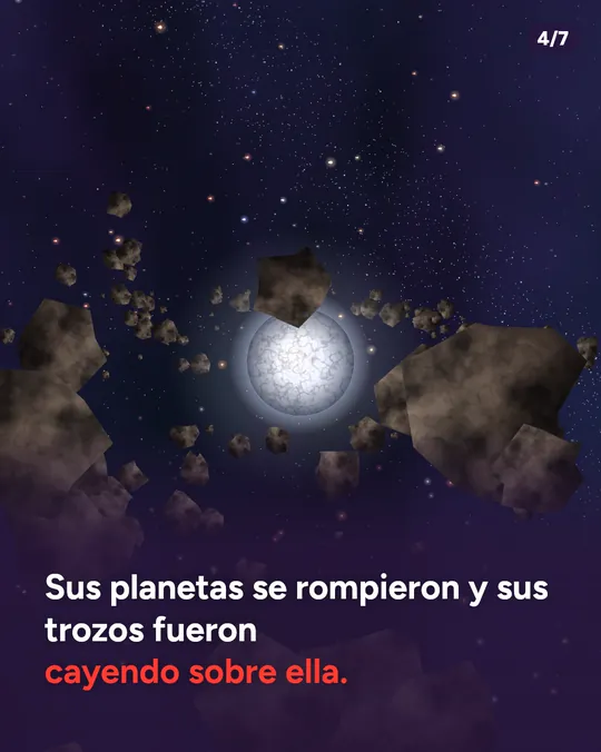 Diapositiva 4: sus planetas se rompieron y sus trozos fueron cayendo sobre ella