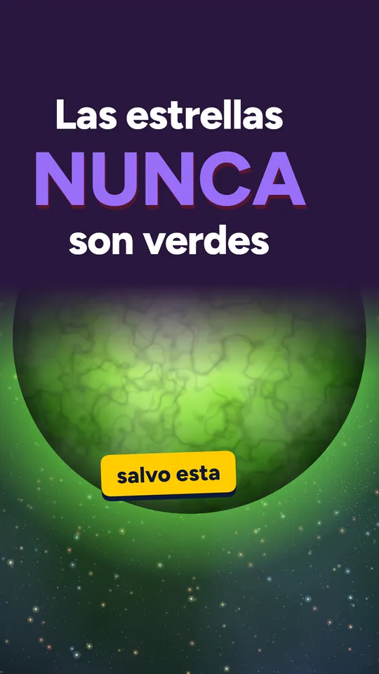 Miniatura: «Las estrellas NUNCA son verdes», con la palabra clave en violeta